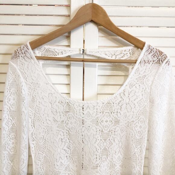 Anthropologie By Anthropologie White Floral Crochet Swim Cover or Maxi Dress - Picture 3 of 10